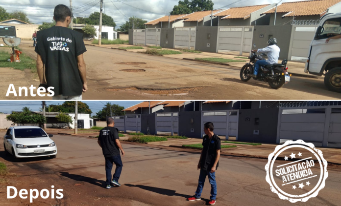 Com mais um pedido atendido, Tiago Vargas destaca agilidade no serviço de tapa-buracos
