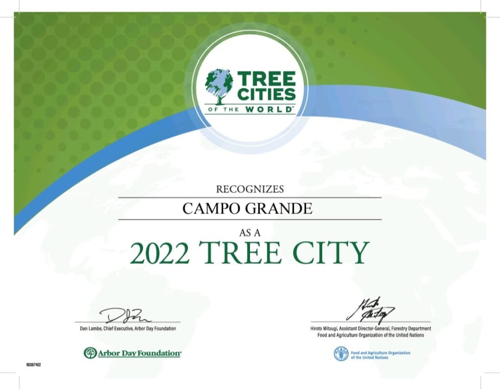 Pelo quarto ano consecutivo Campo Grande é reconhecida mundialmente como uma Tree City of de World
