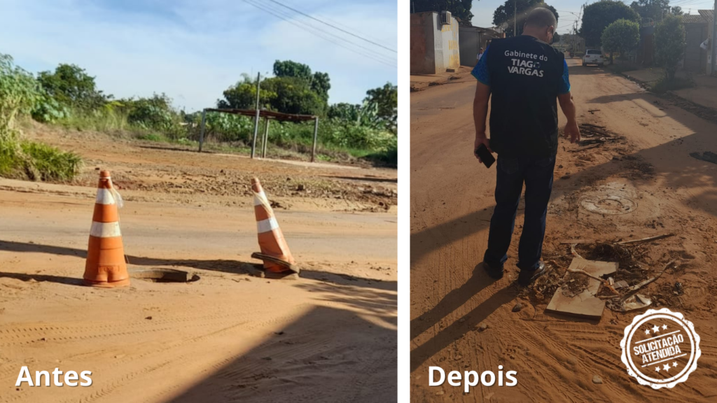 Boca de lobo perigosa no bairro Sumatra é finalmente tampada após pedido do vereador Tiago Vargas
