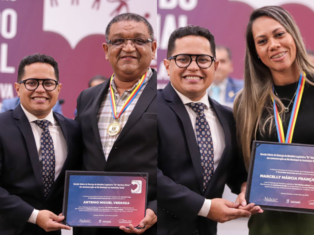 Papy homenageia superintendente da SAS e assistente de Centro de Reabilitação