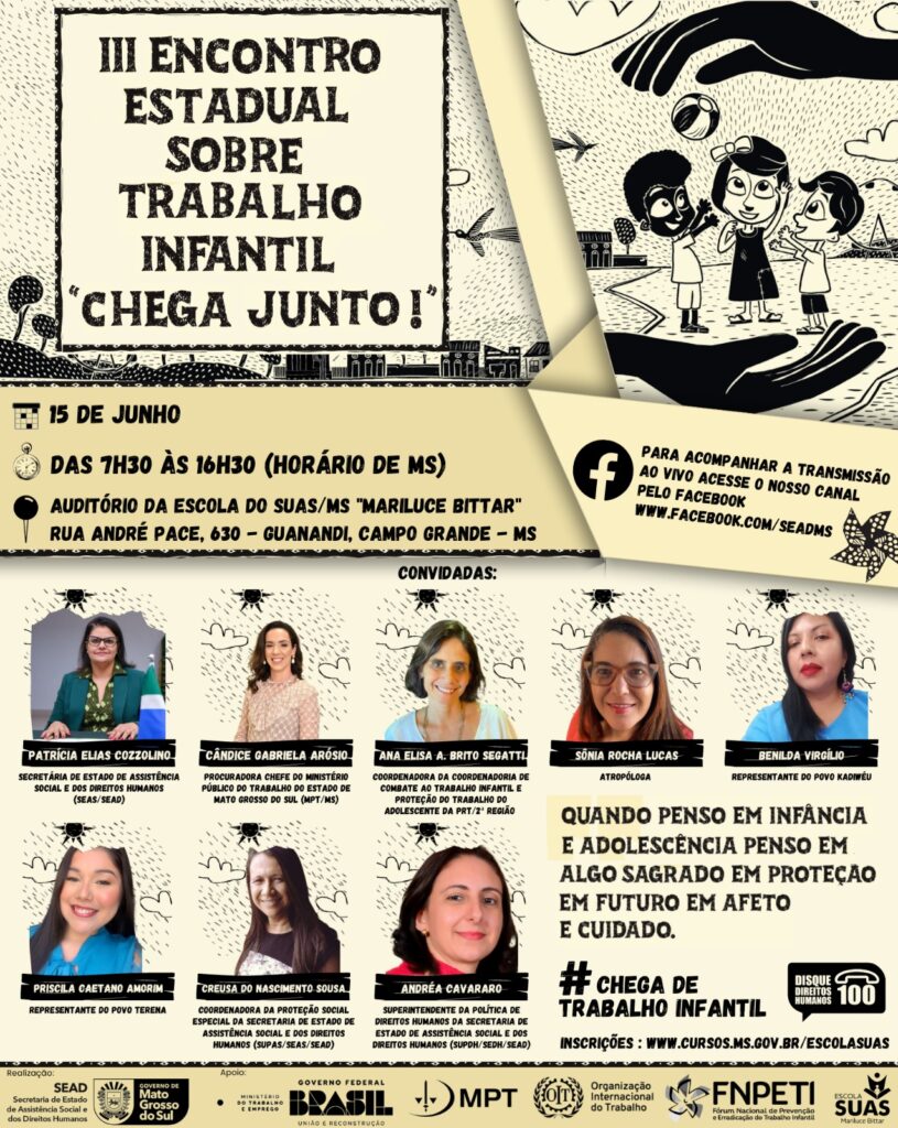 Combate ao trabalho infantil é foco de encontro estadual quinta-feira na Capital