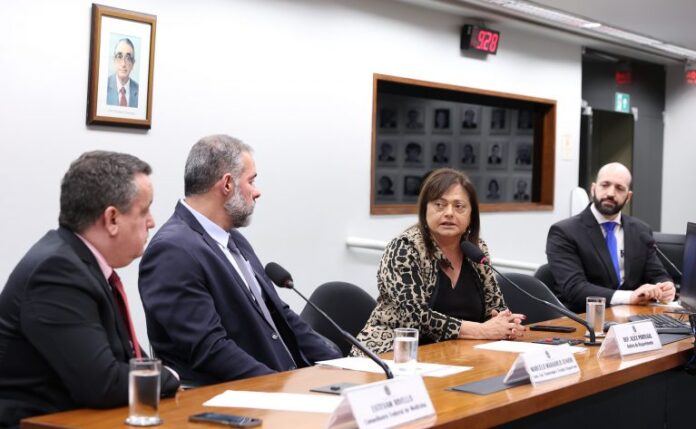 Mesa de convidados da audiência pública sobre o projeto que regulamenta o exercício da profissão de quiropraxista