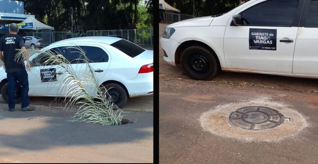 Após fiscalização do vereador Tiago Vargas problema com boca de lobo aberta é resolvido na Av.Guaicurus