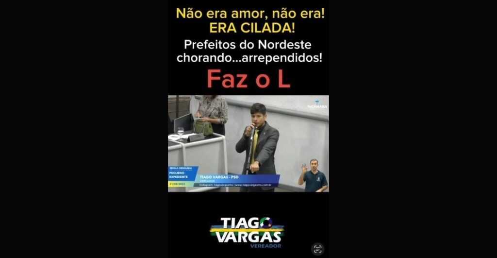 Perfil mais visitado do Brasil no último final de semana é do vereador Tiago Vargas com mais de 1 milhão de visualizações