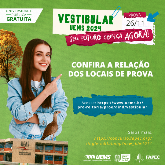 Vestibular da UEMS acontece no próximo domingo; confira locais de prova e horários