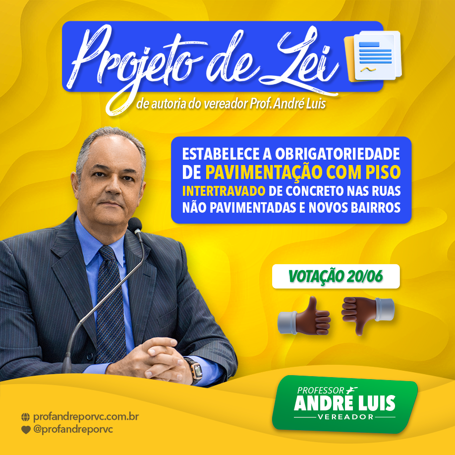 Projeto de lei do vereador Prof. André Luis quer tornar obrigatória pavimentação com bloquetes em Campo Grande